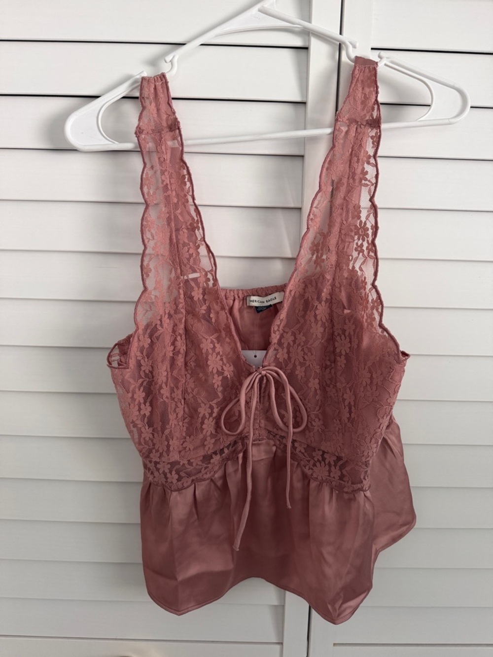 American Eagle Outfitters Pink Lace Tie-Front Cami